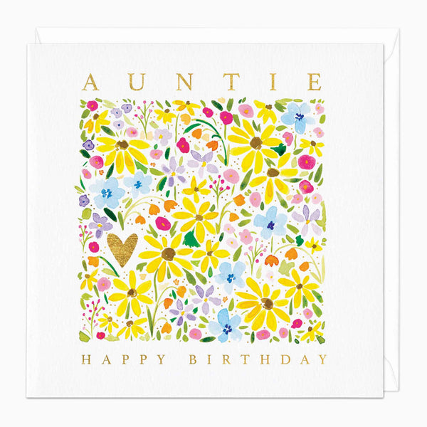 Greeting Card-F149 - Auntie Floral Birthday Card-Whistlefish