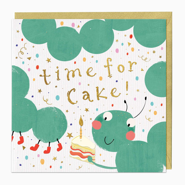 Greeting Card-F152 - Caterpillar Time For Cake Birthday Card-Whistlefish