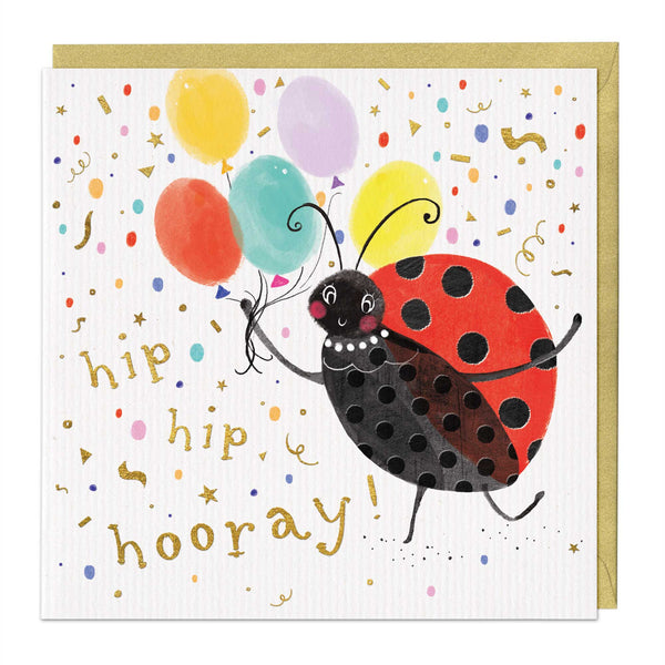 Greeting Card - F153 - Hip Hip Hooray Ladybird Card - Hip Hip Hooray Ladybird Card - Whistlefish