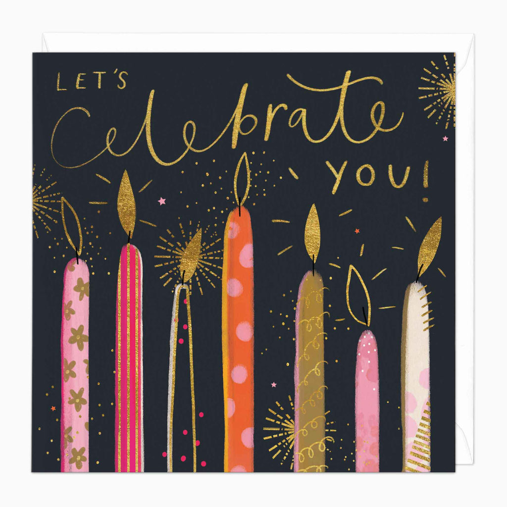 Greeting Card-F160 - Bright Bold Candles Birthday Card-Whistlefish