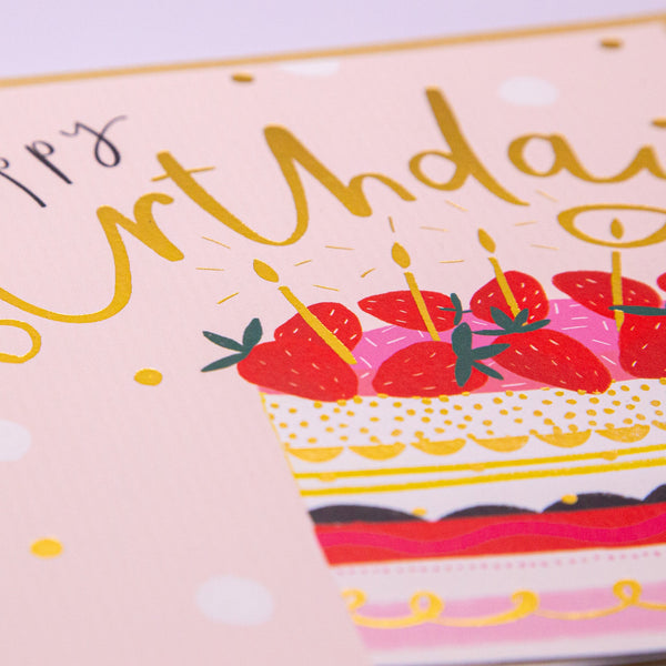 Greeting Card - F161 - Strawberry Cake Birthday Card - Strawberry Cake Birthday Card - Whistlefish