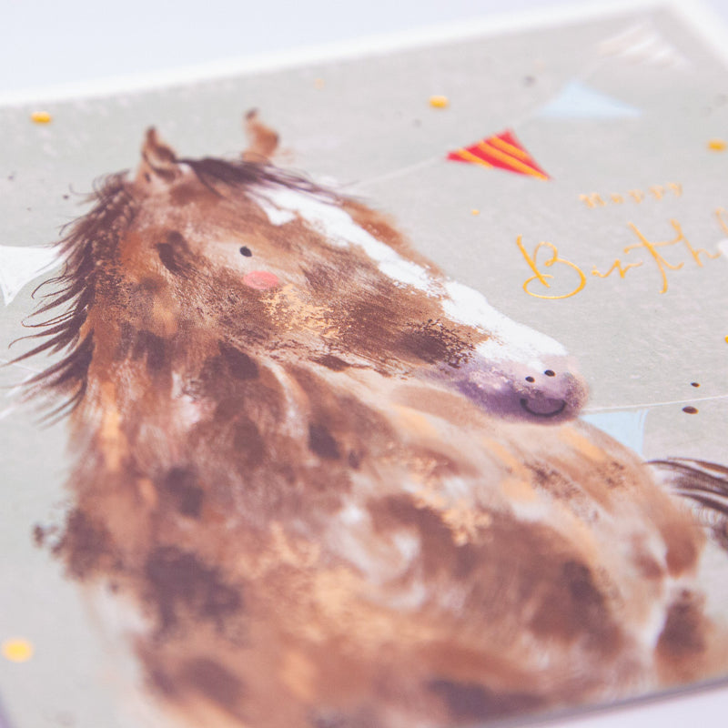 Greeting Card - F169 - Horse & Bunting Birthday Card - Horse & Bunting Birthday Card - Whistlefish