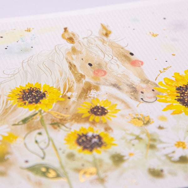 Greeting Card - F171 - Horse & Sunflowers Art Card - Horse & Sunflowers Art Card - Whistlefish