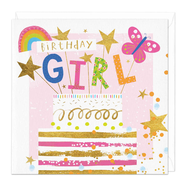 Greeting Card - F172 - Pink Birthday Card - Birthday Girl Art Card - Whistlefish