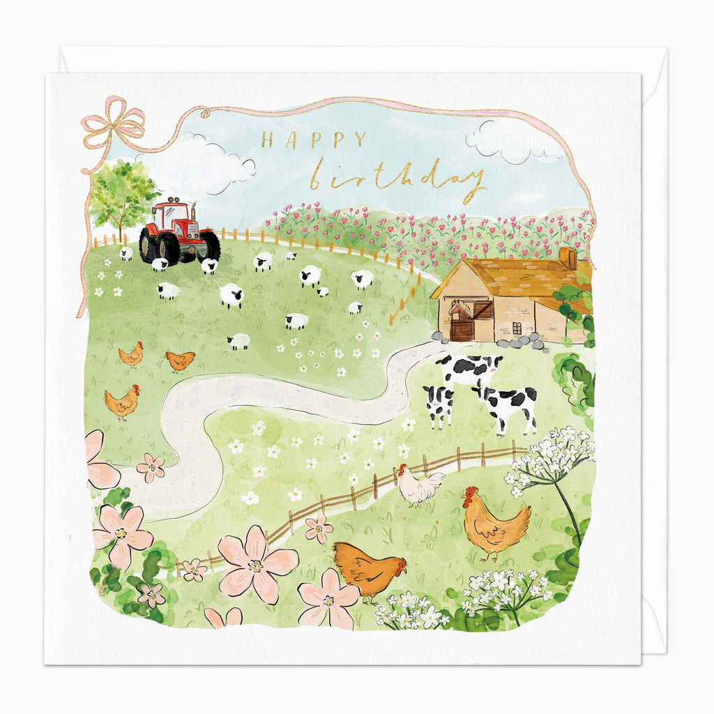 Greeting Card-F173 - Happy Birthday Farm Yard Birthday Card-Whistlefish