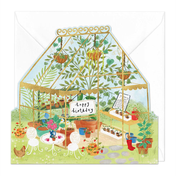 Greeting Card - F176 - Greenhouse Birthday Cut-Out Card - Greenhouse Birthday Cut-Out Card - Whistlefish