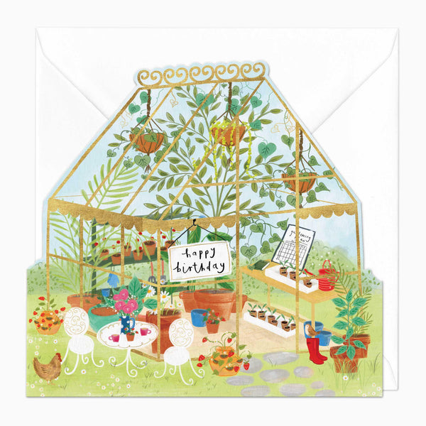 Greeting Card-F176 - Greenhouse Birthday Cut-Out Card-Whistlefish