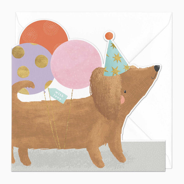 Greeting Card-F179 - Sausage Dog Birthday Cut-Out Card-Whistlefish