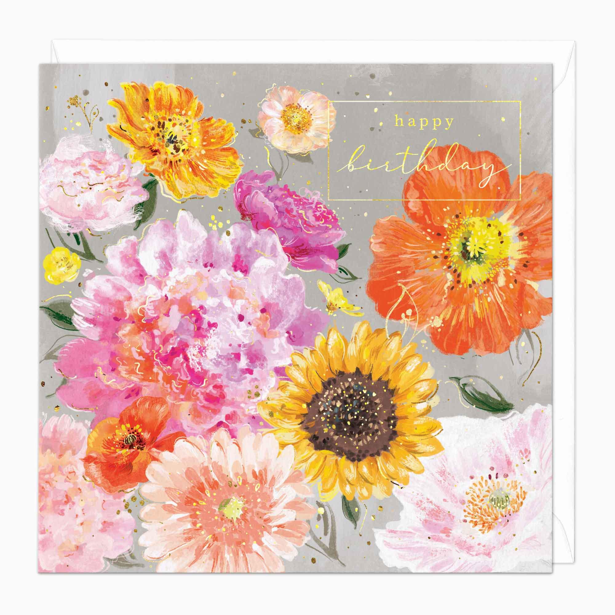 Greeting Card-F182 - Summer Floral Birthday Card-Whistlefish