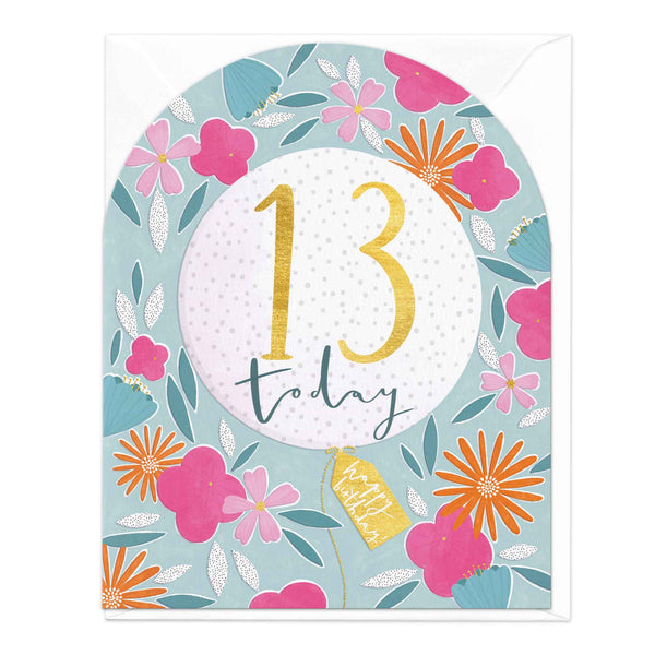 Greeting Card - F196 - 13 Today Floral Arch Card - 13 Today Floral Arch Card - Whistlefish