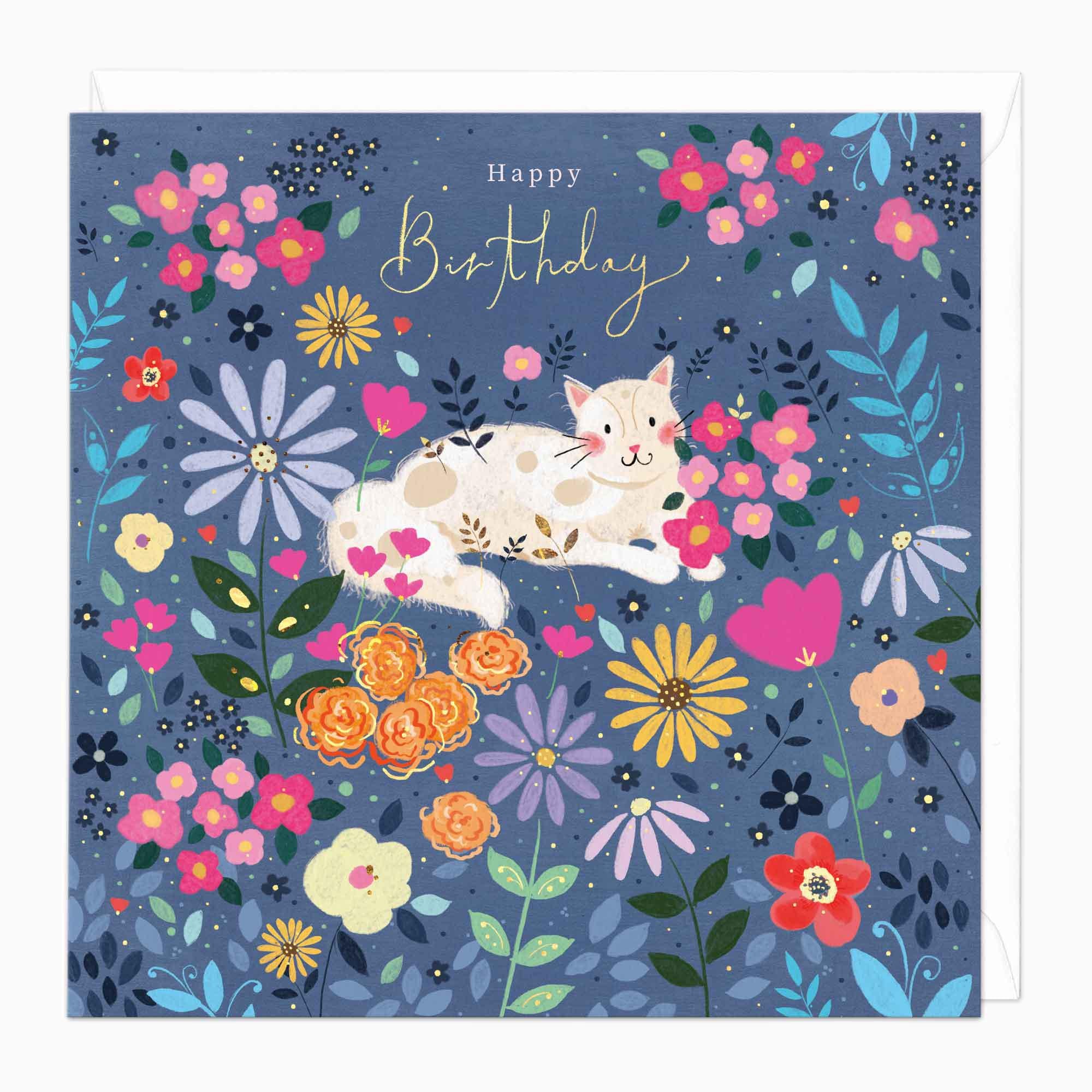 Greeting Card-F204 - Cats Garden Delight Birthday Card-Whistlefish