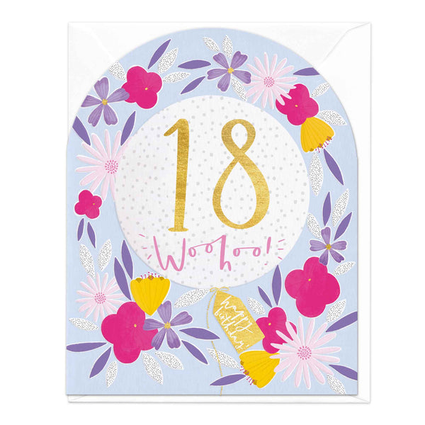 Greeting Card - F210 - Eighteen Cheers Birthday Arch Card - Eighteen Cheers Arch Card - Whistlefish