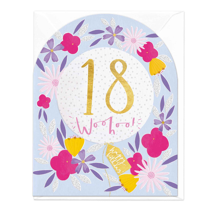 Greeting Card - F210 - Eighteen Cheers Birthday Arch Card - Eighteen Cheers Arch Card - Whistlefish