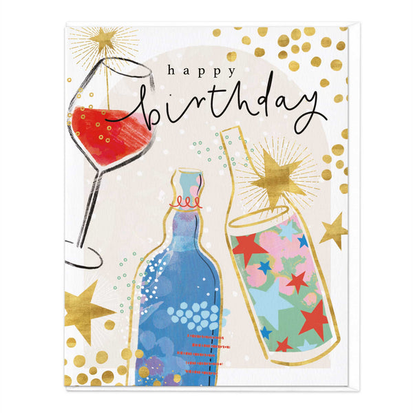 Greeting Card - F224 - Male Boozy Birthday Card - Male Boozy Birthday Card - Whistlefish