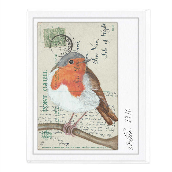 Greeting Card - F232 - Robin Vintage Postcard - Robin Vintage Postcard - Whistlefish