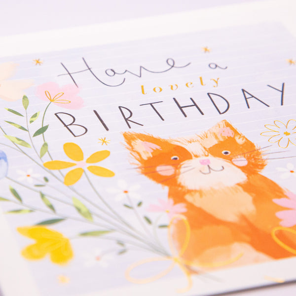 Greeting Card - F238 - Tabby Among Florals Birthday Card - Tabby Among Florals Birthday Card - Whistlefish