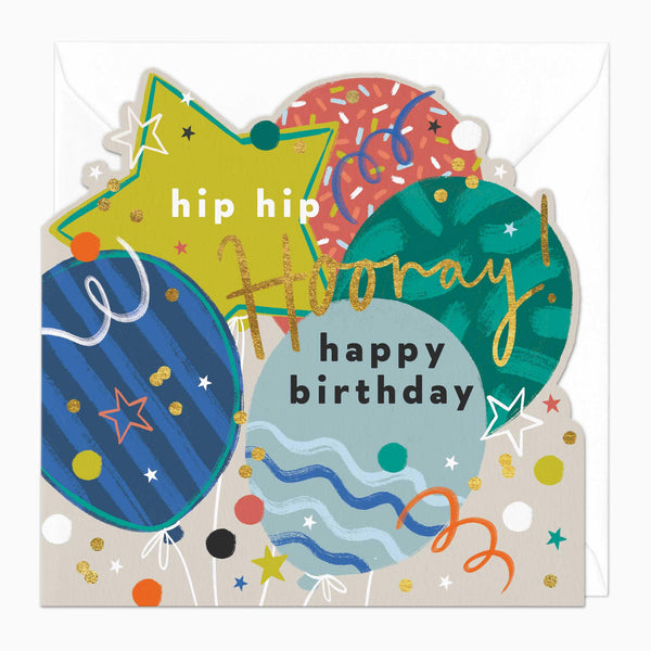 Greeting Card-F241 - Hip Hip Hooray Birthday Cut-Out Card-Whistlefish