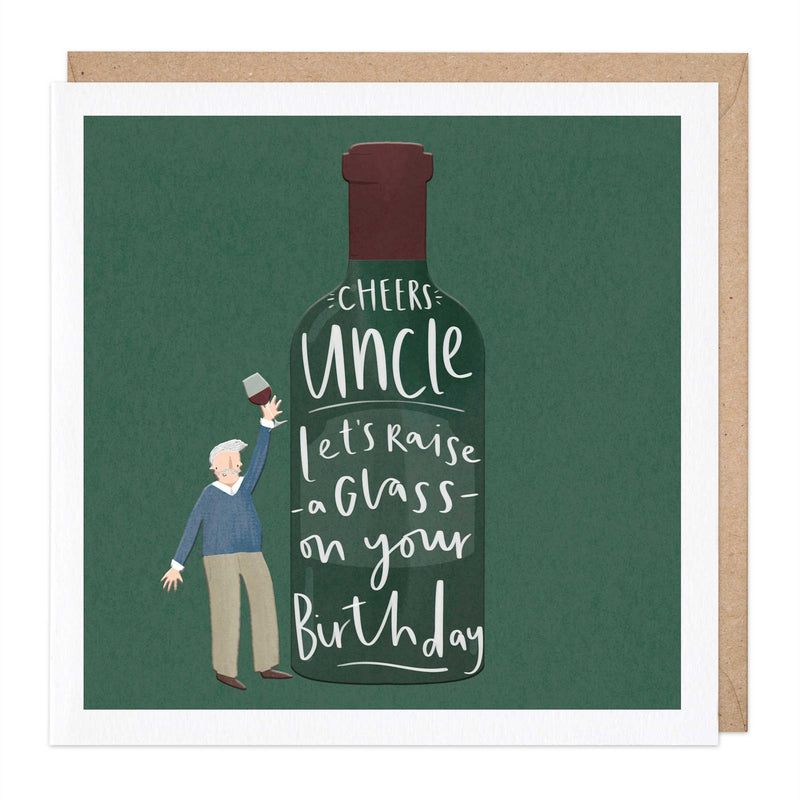 Greeting Card - F243 - Raise A Glass Uncle Birthday Card - Raise A Glass Uncle Birthday Card - Whistlefish