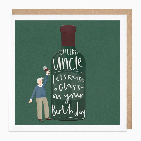 Greeting Card-F243 - Raise A Glass Uncle Birthday Card-Whistlefish