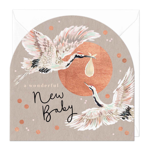 Greeting Card - F260 - New Baby Flying Storks Card - New Baby Flying Storks Card - Whistlefish