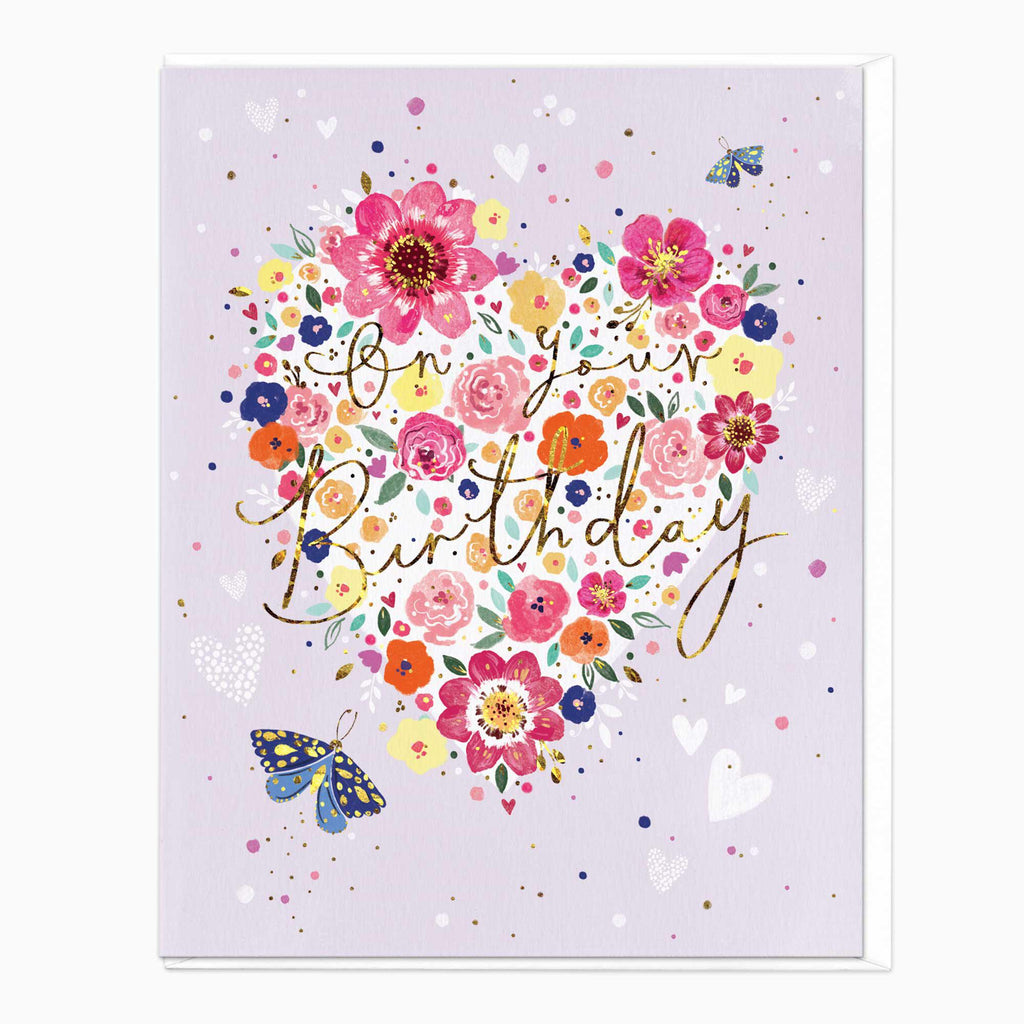 Greeting Card-F262 - Wildflower Heart Birthday Card-Whistlefish