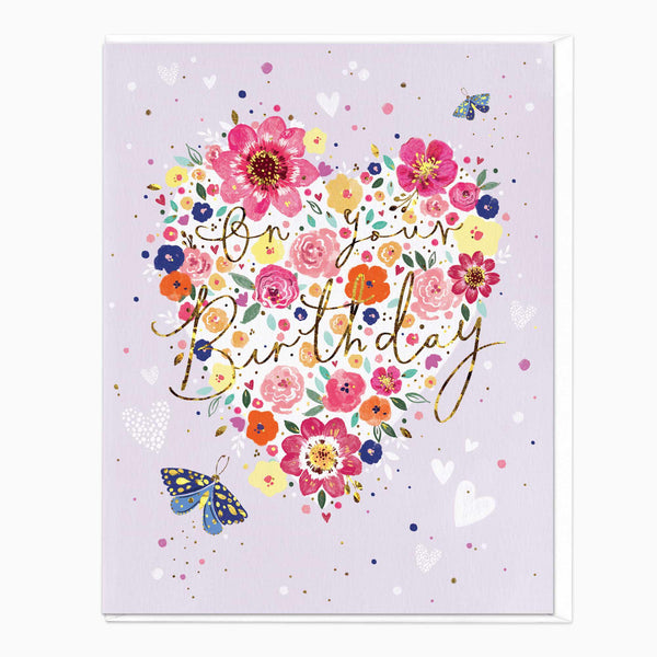 Greeting Card-F262 - Wildflower Heart Birthday Card-Whistlefish