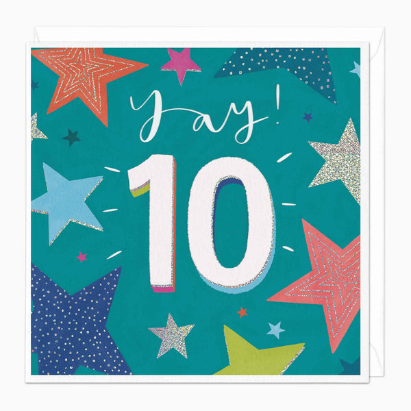 Greeting Card-F266 - Yay! 10th Birthday Card-Whistlefish
