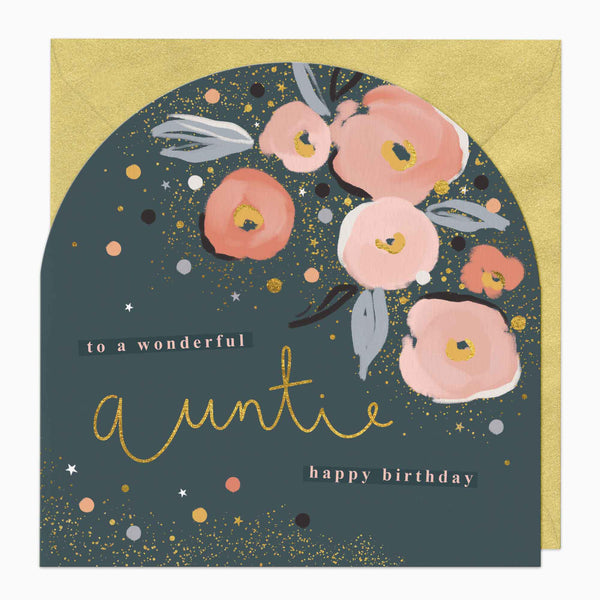 Greeting Card-F275 - Sweet Florals Auntie Birthday Arch Card-Whistlefish