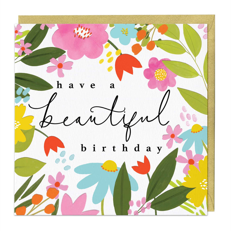 Greeting Card - F279 - Have A Beautiful Birthday Floral Card - Have A Beautiful Birthday Floral Card - Whistlefish