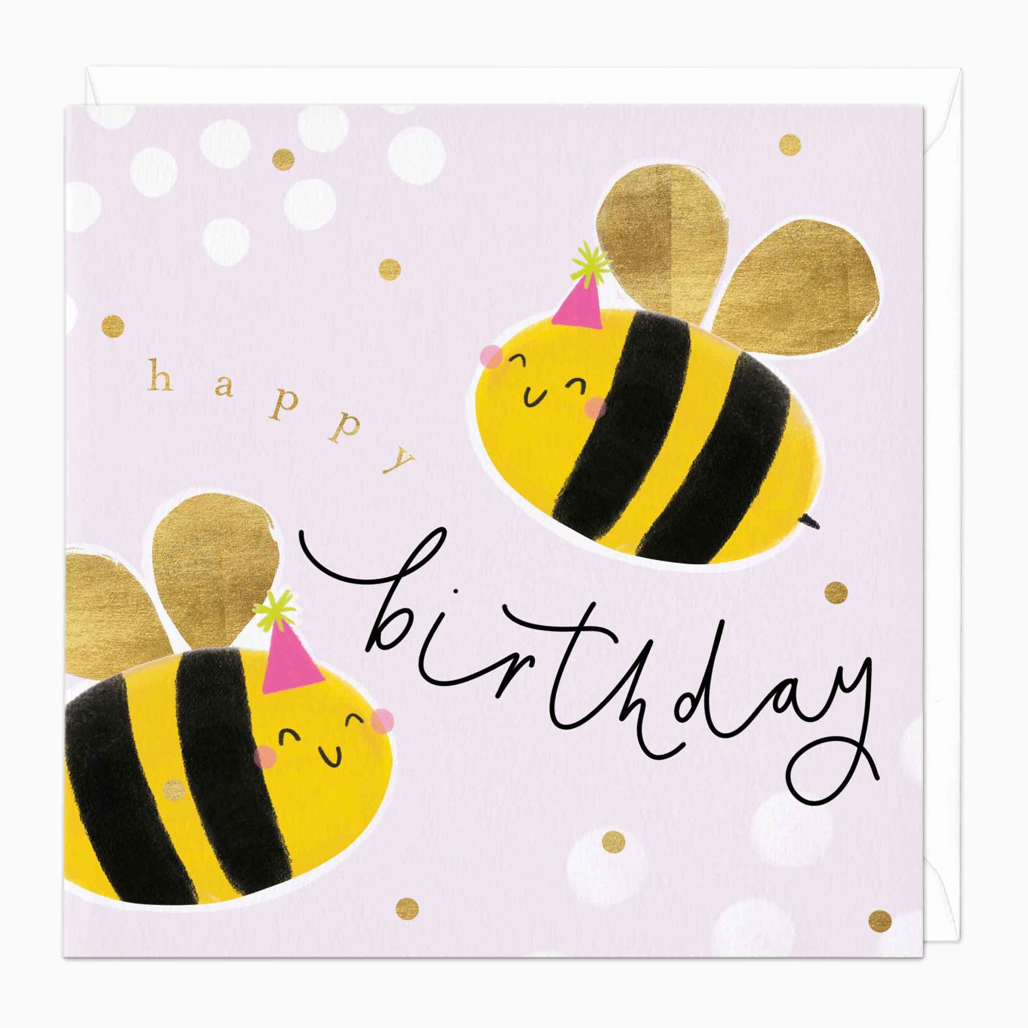 Greeting Card-F282 - Bumbling Bees Birthday Card-Whistlefish