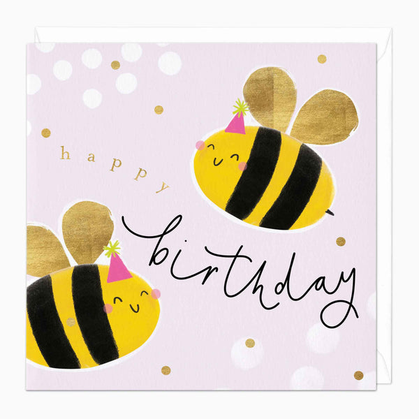 Greeting Card-F282 - Bumbling Bees Birthday Card-Whistlefish