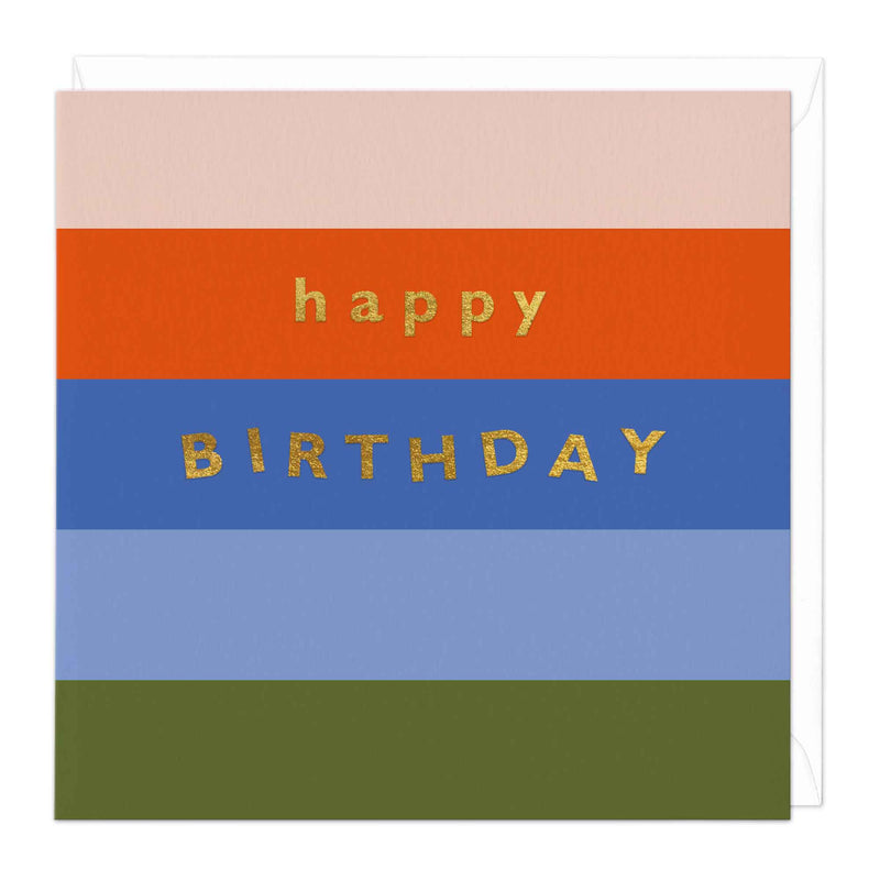 Greeting Card - F289 - Happy Birthday Striped Card - Happy Birthday Striped Card - Whistlefish