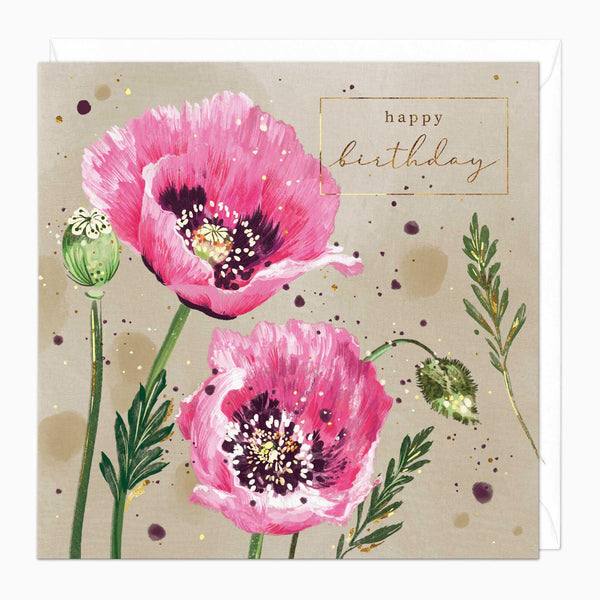 Greeting Card-F300 - Peony Florals Birthday Card-Whistlefish