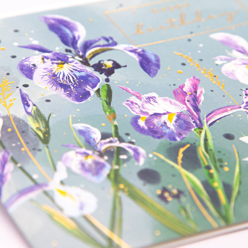 Greeting Card - F301 - Purple Iris Birthday Card - Purple Iris Birthday Card - Whistlefish