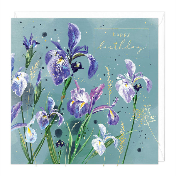 Greeting Card - F301 - Purple Iris Birthday Card - Purple Iris Birthday Card - Whistlefish