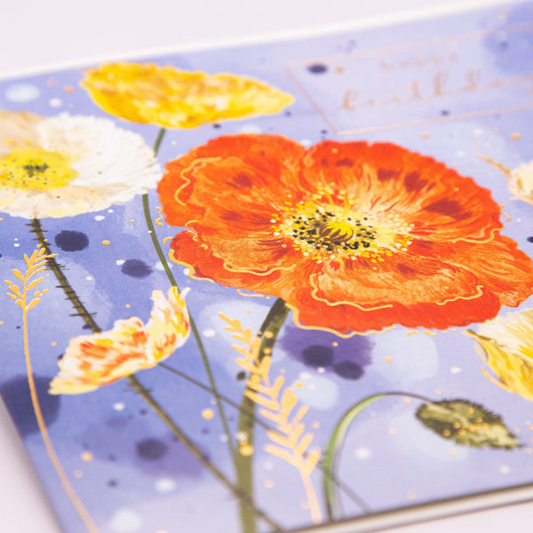 Greeting Card - F303 - Wild Florals Poppy Birthday Card - Wild Florals Poppy Birthday Card - Whistlefish