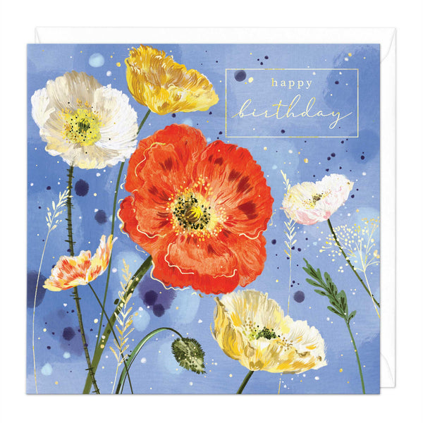 Greeting Card - F303 - Wild Florals Poppy Birthday Card - Wild Florals Poppy Birthday Card - Whistlefish