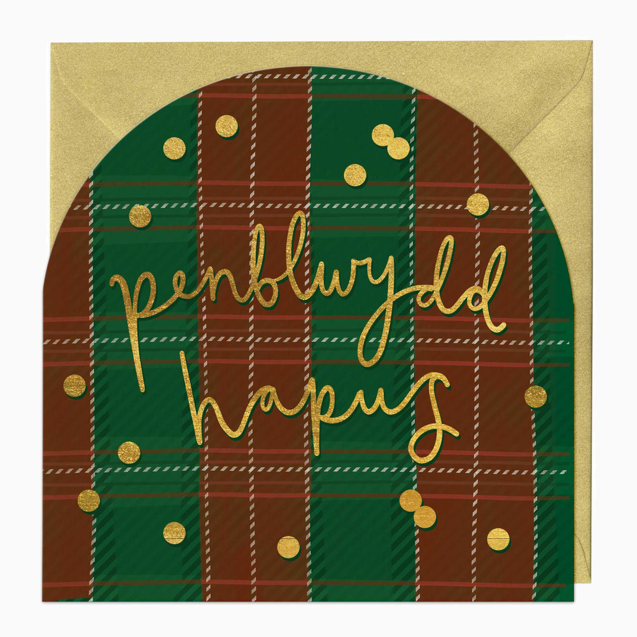 Greeting Card-F314 - Welsh Tartan Birthday Arch Card-Whistlefish