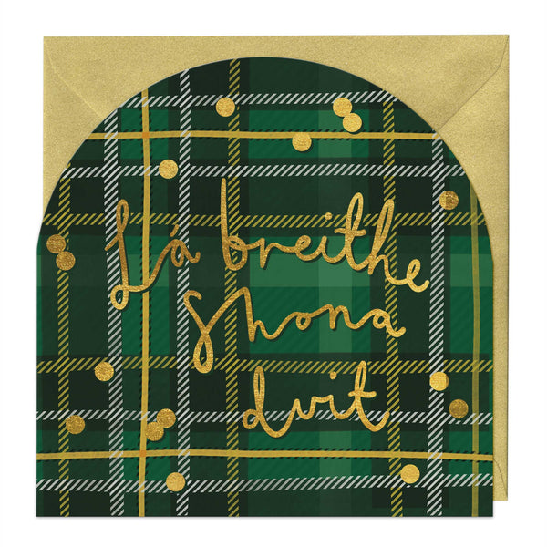 Greeting Card - F315 - Irish Tartan Birthday Arch Card - Irish Tartan Birthday Arch Card - Whistlefish