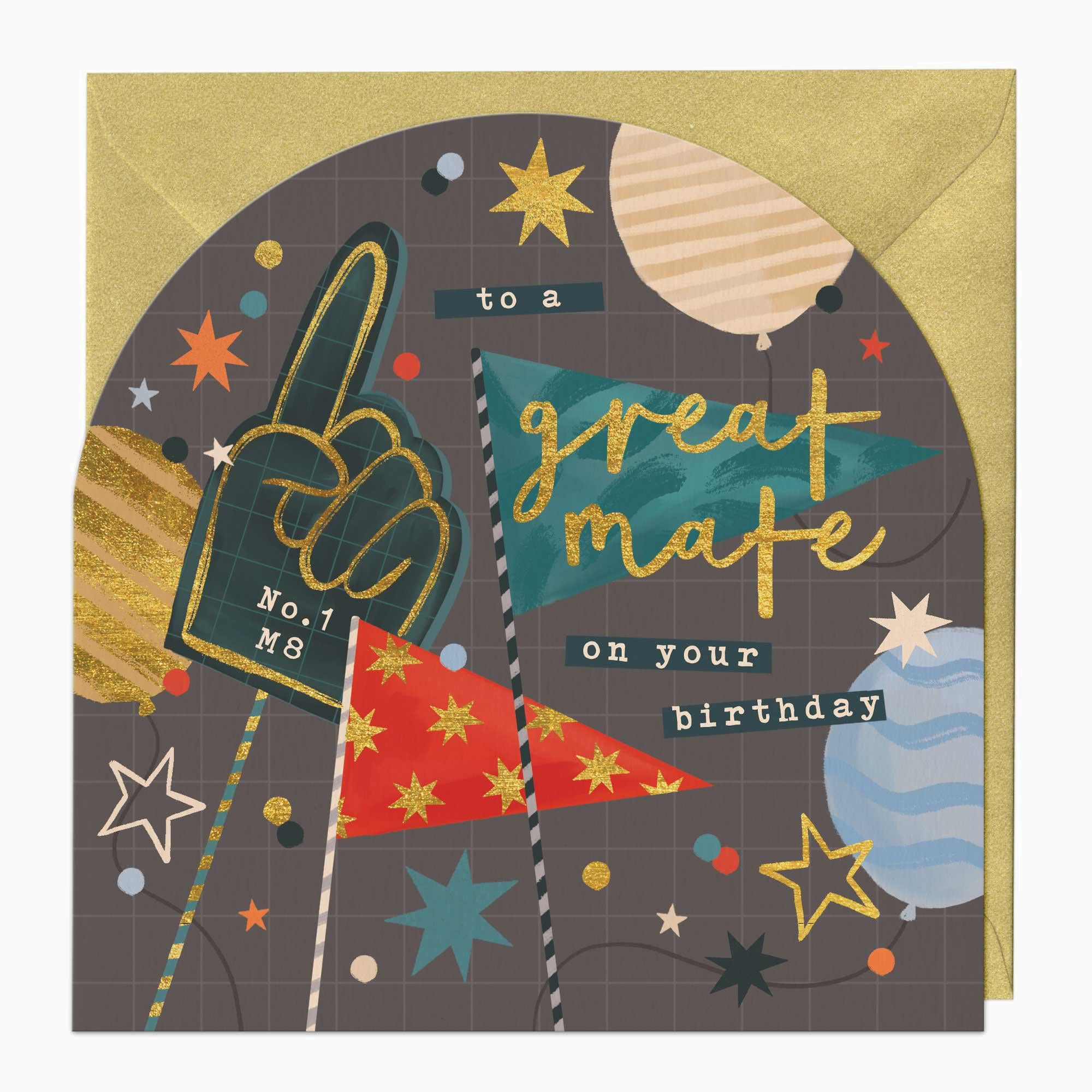 Greeting Card-F319 - Great Mate Birthday Arch Card-Whistlefish