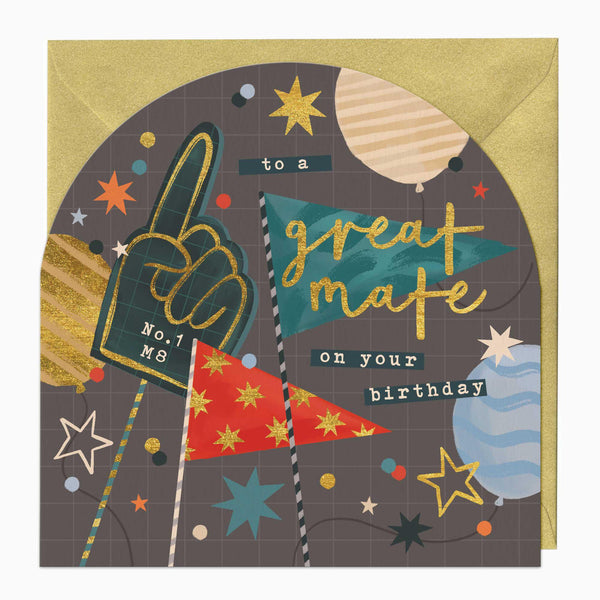 Greeting Card-F319 - Great Mate Birthday Arch Card-Whistlefish