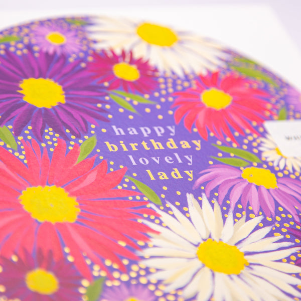 Greeting Card - F326 - Flowering Asters Birthday Arch Card - Flowering Asters Birthday Arch Card - Whistlefish