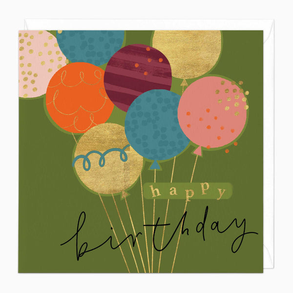 Greeting Card-F333 - Patterned Balloons Birthday Card-Whistlefish