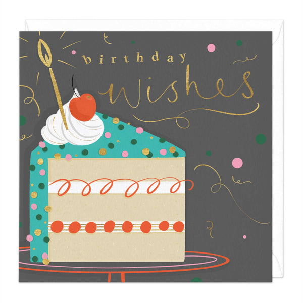 Greeting Card - F334 - Cake & Wishes Birthday Card - Cake & Wishes Birthday Card - Whistlefish