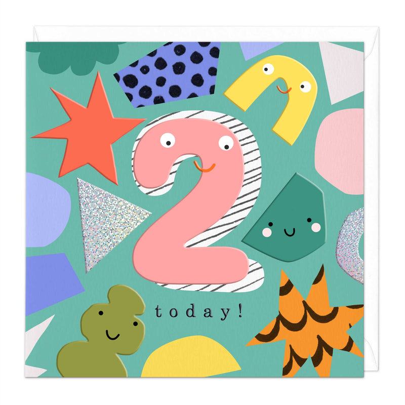 Greeting Card - F338 - 2 Today! Birthday Shapes Card - 2 Today! Birthday Shapes Card - Whistlefish