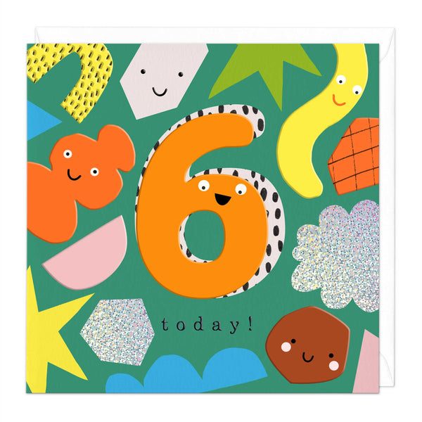 Greeting Card - F342 - 6 Today! Birthday Shapes Card - 6 Today! Birthday Shapes Card - Whistlefish