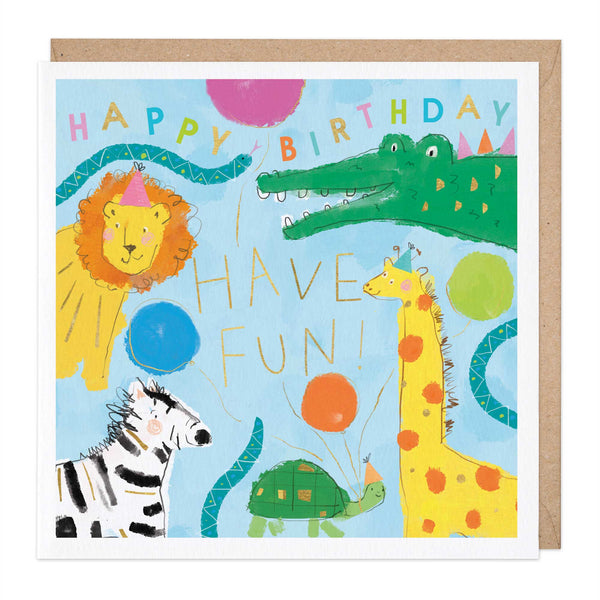 Greeting Card - F346 - Jungle Animals Birthday Card - Jungle Animals Birthday Card - Whistlefish