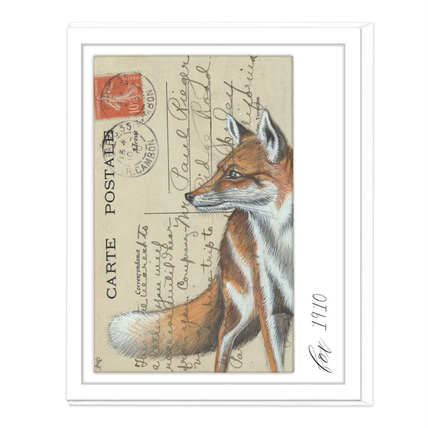 Painted Fox Vintage Art | Greeting Card Painted Fox Vintage Art | Greeting Card