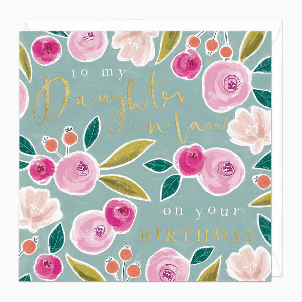 Greeting Card-F363 - Daughter-In-Law Floral Birthday Card-Whistlefish