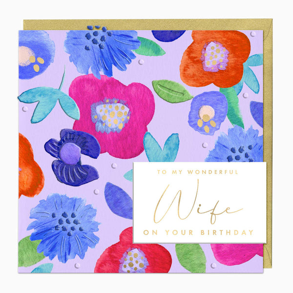 Greeting Card-F375 - Flowery Wife Birthday Card-Whistlefish